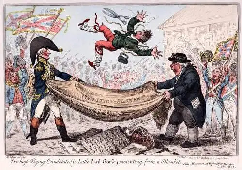 'The high-flying-candidate, (i.e. little Paul-goose,) mounting from a blanket' - Coalition blanket / Satire Ka