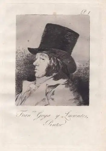 Fran. co Goya y Lucientes Pintor - Francisco de Goya Portrait plate 1 from Los Caprichos etching Radierung gra