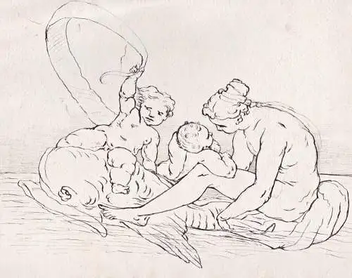 (Venus mit Putti auf einem Delphin / Venus with putti on a dolphin) - Zeichnung dessin drawing
