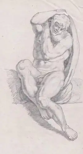 (nackter Mann mit Decke / naked man with blanket) - Antike antiquity / Zeichnung dessin drawing