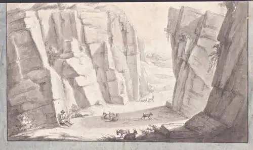 dessinee d'apres nature par? le 4 Juin 1793 - Ziegenhirte in einer Schlucht / Goatherd in a ravine / Ziegen go