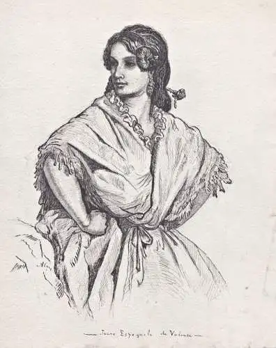 Jeune Espagnole de Valence - Young woman from Valencia / Espana Spain Spanien / Zeichnung dessin drawing