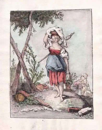 (Bäuerin am Fluss / Farmer's wife by the river) - Zeichnung dessin drawing