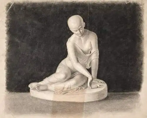 (Knöchelspielerin) - Roman statue / Zeichnung dessin drawing