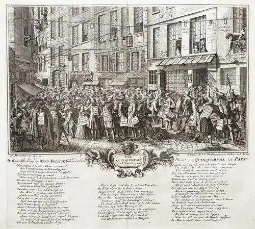 Rue Quinquempoiz en l'annee 1720 - Rue Quincampoix / Aktienhandel Stock market stocks Börse Aktien / Karikatu