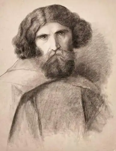 (Portrait eines Mannes mit Bart - Portrait of a man with a beard) - Mann / Zeichnung dessin drawing
