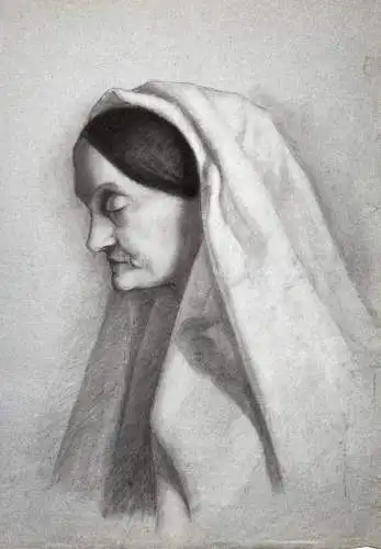(Portrait einer älteren Frau) - woman / Zeichnung dessin drawing