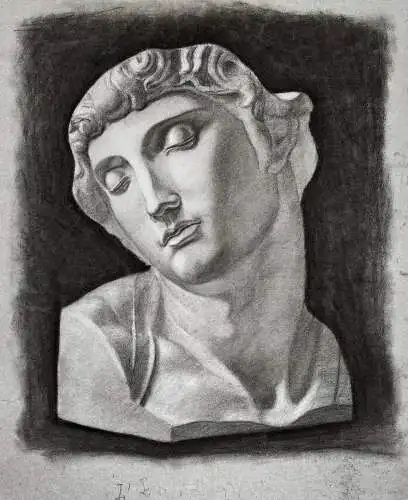 (Roman statue - Römische Statue) - Portrait Kopf / Zeichnung dessin drawing