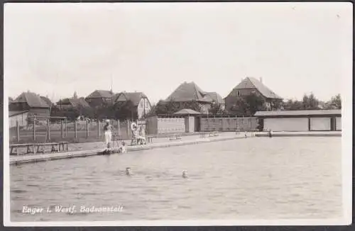 Enger i. Westf. Badeanstalt - Enger Herford Nordrhein-Westfalen Bad Freibad / Foto Photo vintage / Ansichtskar