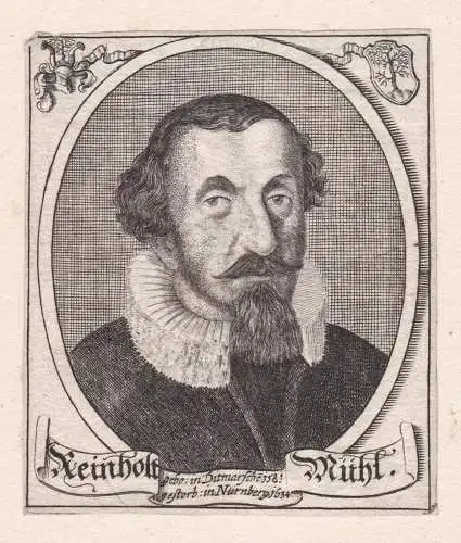 Reiholt Mühl - Reinhold Mühl (1581-1634) Dithmarschen Nürnberg Goldschmied Radierer Portrait