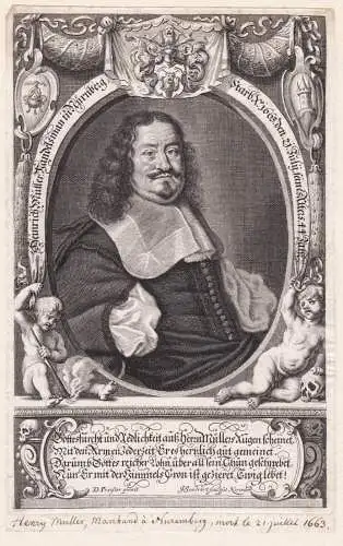 Heinrich Müller Handelsmann in Nürnberg... - Heinrich Müller (1619-1663) Kaufmann Nürnberg Portrait