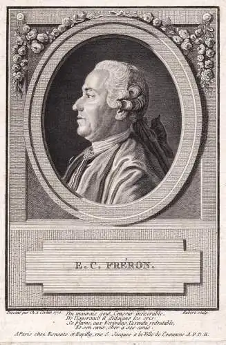 E. C. Freron - Elie Catherine Freron (1718-1776) French literary critic journaliste critique Portrait