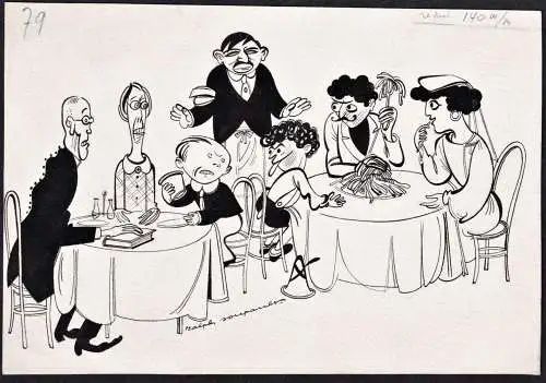 Original caricatural illustrations for Lucien Rebatet's book „Le Diable à l’Hôtel Matignon“