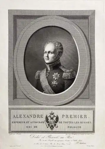 Alexandre Premier - Alexander I of Russia (1777-1825) emperor King of Poland Polska Polen Portrait / Wappen co