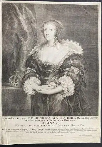 et  d.na Henrica-Maria Borbonia, Dei Gratia... - Henriette-Marie de France Queen England Scotland Portrait