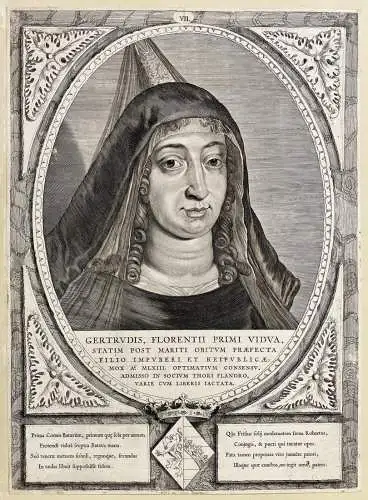 Gertrudis, Florentii Primi vidua.. - Gertrud von Sachsen (c.1030-1113) Gräfin von Holland Saxony Portrait / W