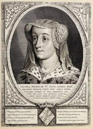 Iacoba, Wilhelmi  filia.. - Jakobäa Gräfin von Holland (1401-1436) Hennegau Seeland Bayern Portrait / Wappen