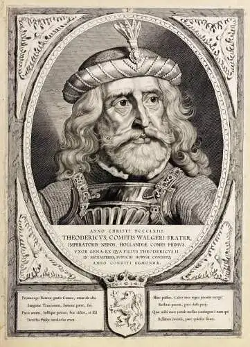 Theodericus, comitis Walgeri Frater.. - Dirk I van Holland (c. 875-c.923) Graaf Count Frisia Friesland Portrai