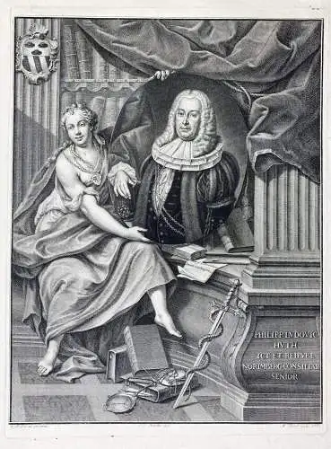 Philipp Ludovic Huth - Philipp Ludwig Huth (1696-1752) Nürnberg Portrait Wappen