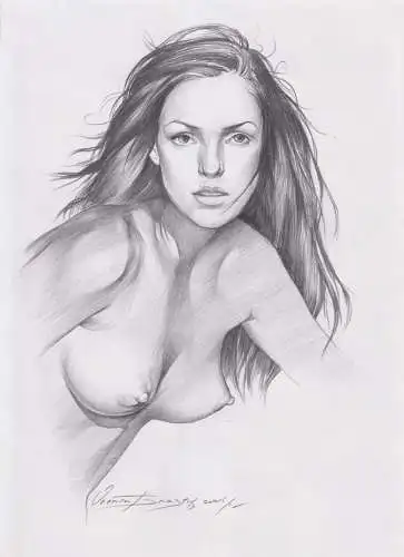 (Topless woman) - Akt / Aktzeichnung / Frau / woman / femme / nude / dessin