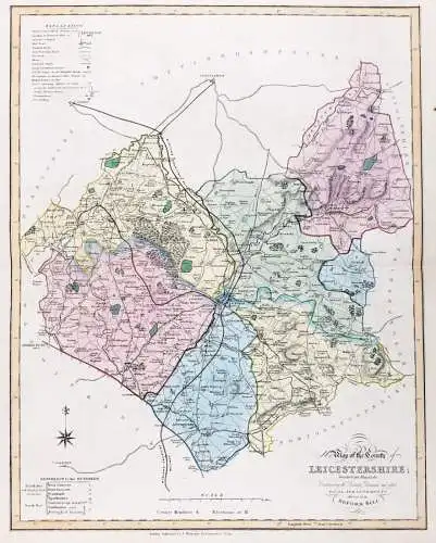 New Map of the County of Leicestershire; Divided into Hundreds; Containing the District Divisions and other Lo
