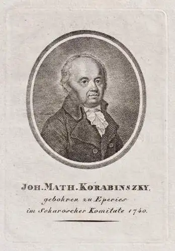 Joh. Math. Korabinszky - Johann Matthias Korabinsky (1740-1811) Topograph Lehrer Schrifsteller Eperies Bratisl