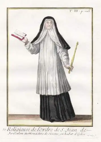 Religieuse de l'Ordre de S. Jean de Jerusalem du Monastere de Sixene, en habit d'eglise - Real Monasterio de S