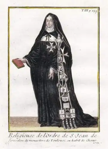 Religieuse de l'Ordre de S. Jean de Jerusalem du Monastere de Toulouse, en habit de Choeur - Toulouse / Ordre