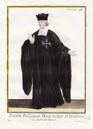 Ancien Religieux Hospitalier d'Aubrac en habit de Choeur - Domerie d'Aubrac military Order of Aubrac Rouergue