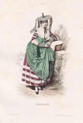 Bressane - Bresse French woman Frau femme / France Frankreich / costume Tracht costumes Trachten