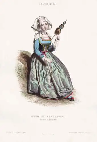 Femme de Pont-Aven (Environs de Quimperle) - French woman Frau femme / France Frankreich / costume Tracht cost