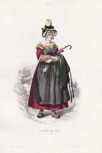 Femme de Vic (Cantal) - Vic-sur-Cère Cantal / French woman Frau femme / France Frankreich / costume Tracht co