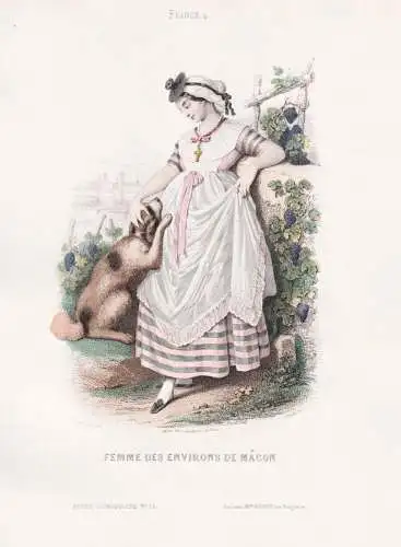 Femme des environs de Macon - Mâcon Saone-et-Loire / French woman Frau femme / France Frankreich / costume Tr