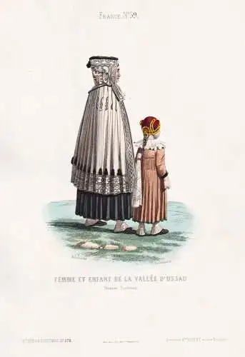 Femme et enfant de la Vallee d'Ossau. - French woman mother child Kind / Pyrénées-Atlantiques / France Frank