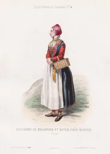 Paysanne de Moranger et Oster, pres Bergen - Bergen / Norway Norge Norwegen / Norwegian costume Tracht costume