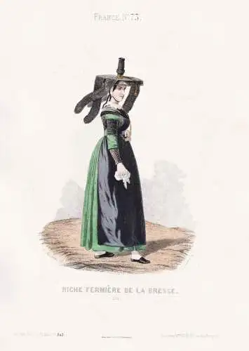 Riche fermiere de la Bresse (Ain) - Bresse French woman Frau femme / France Frankreich / costume Tracht costum