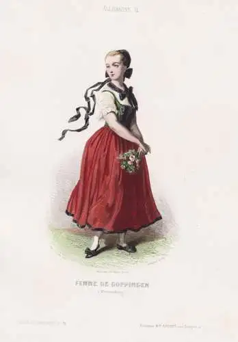 Femme de Coppingen (Wurtemberg) - Göppingen Baden-Württemberg / costume Tracht costumes Trachten