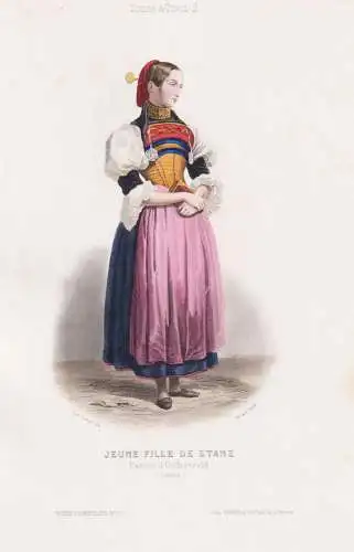 Jeune fille de Stanz. Canton d'Underwald (Suisse) - Stans Underwalden Suisse Schweiz Switzerland / costume Tra