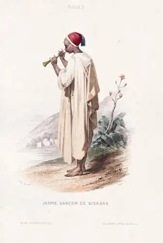 Jeune garcon de Biskara - Biskra / Young boy playing the clarinet / costume Tracht costumes Trachten