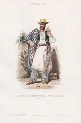 Gaucho de la Republique du Paraguay - South America Südamerika / costume Tracht costumes Trachten