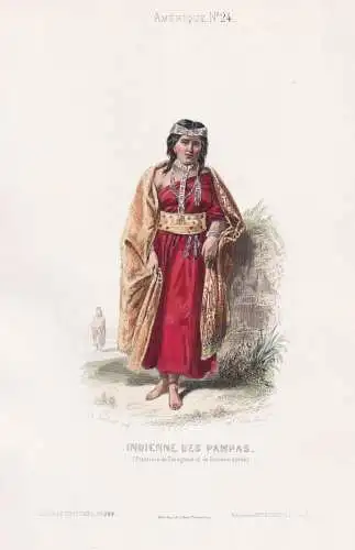 Indienne des Pampas (Frontiere de Patagonie et des Buenos-Ayres) - native woman Pampa Buenos Aires Argentina S