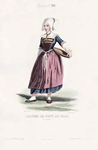 Costume de Pont-de-Buis - Pont-de-Buis-lès-Quimerch Finistere Bretagne / French woman Frau femme / France Fra
