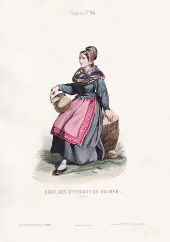 Cost. des environs de Colmar - Elsass Alsace / French woman femme / France Frankreich / costume Tracht costume