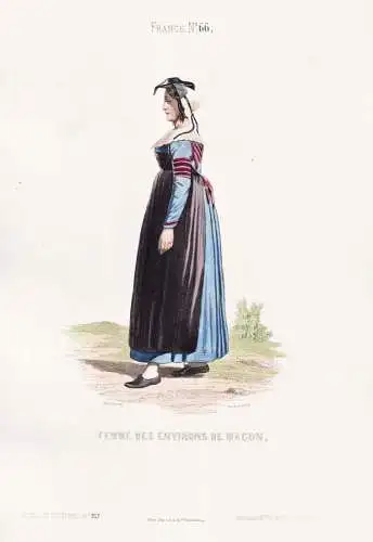 Femme des environs de Macon - Mâcon Saone-et-Loire / French woman Frau femme / France Frankreich / costume Tr