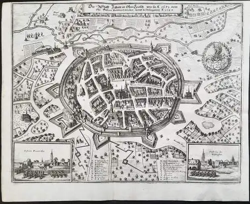 Die Statt Zittaw in OberLausitz, wie sie A. 1632 vom Obr. Golzen Fortificirt worden, sampt der Belägerung A.