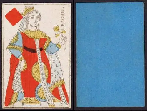 (Karo-Dame) - Queen of diamonds / reine de carreau / playing card carte a jouer Spielkarte cards cartes