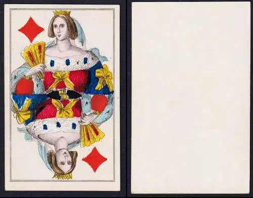 (Karo-Dame) - Queen of Diamonds / Reine de carreau / playing card carte a jouer Spielkarte cards cartes