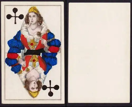 (Kreuz-Dame) - Queen of Clubs / Reine de trèfle / playing card carte a jouer Spielkarte cards cartes