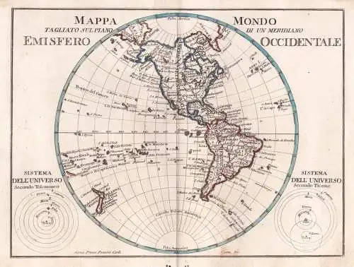 Mappamondo tagliato sul piano di un meridiano Emisfero Occidentale - America North South continent Kontinent A