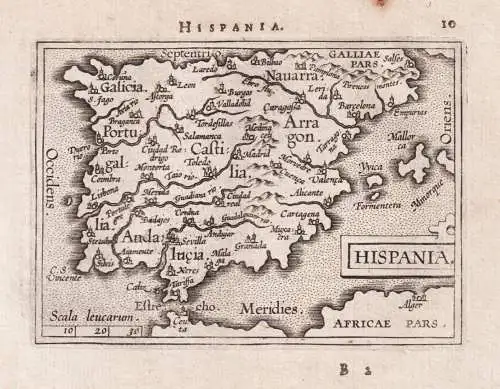 Hispania - Espana Spain Spanien Espagne Portugal Iberian Peninsula / map Karte / Epitome du theatre du monde /